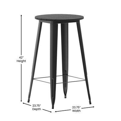 Flash Furniture Declan Indoor/Outdoor Bar Top Table, 42", Black Top with Black Base (JJT14623H60BKBK)