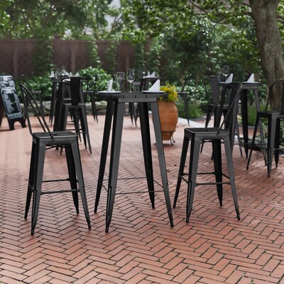 Flash Furniture Declan Indoor/Outdoor Bar Top Table, 42", Black Top with Black Base (JJT14623H60BKBK)