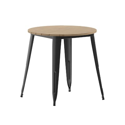 Flash Furniture Declan Indoor/Outdoor Dining Table, 30, Brown Top with Black Base (JJT1462380BRBK)