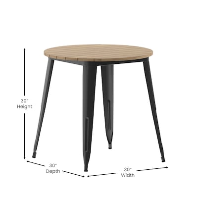 Flash Furniture Declan Indoor/Outdoor Dining Table, 30", Brown Top with Black Base (JJT1462380BRBK)