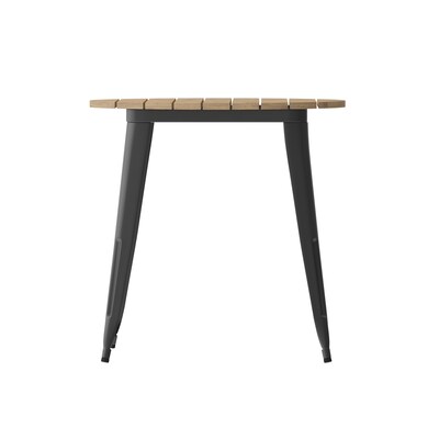Flash Furniture Declan Indoor/Outdoor Dining Table, 30", Brown Top with Black Base (JJT1462380BRBK)