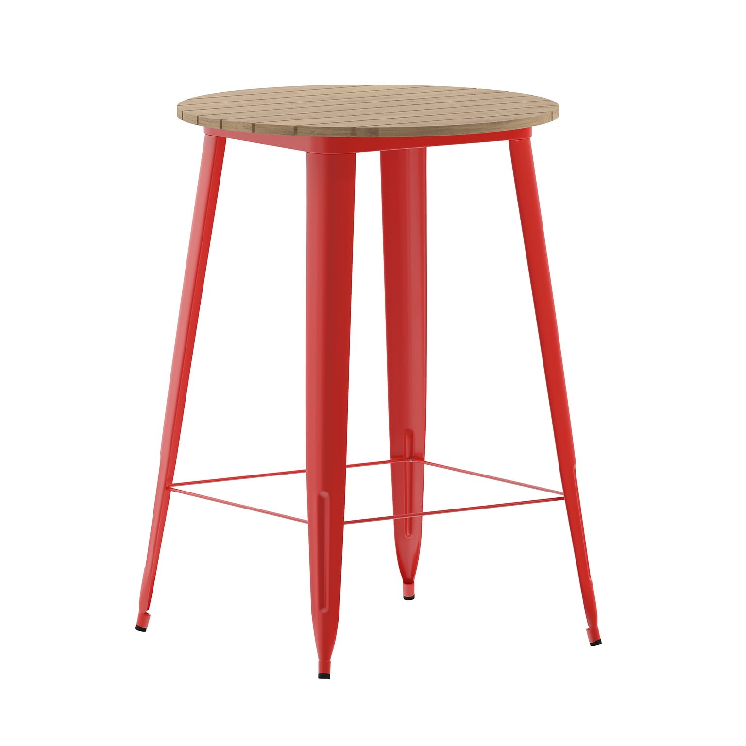 Flash Furniture Declan Indoor/Outdoor Bar Top Table, 42, Brown Top with Red Base (JJT14623H76BRRD)
