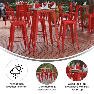 Flash Furniture Declan Indoor/Outdoor Bar Top Table, 42", Brown Top with Red Base (JJT14623H76BRRD)
