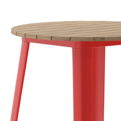 Flash Furniture Declan Indoor/Outdoor Bar Top Table, 42", Brown Top with Red Base (JJT14623H76BRRD)