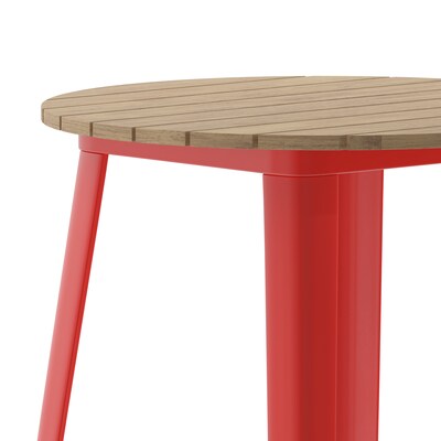 Flash Furniture Declan Indoor/Outdoor Bar Top Table, 42", Brown Top with Red Base (JJT14623H76BRRD)