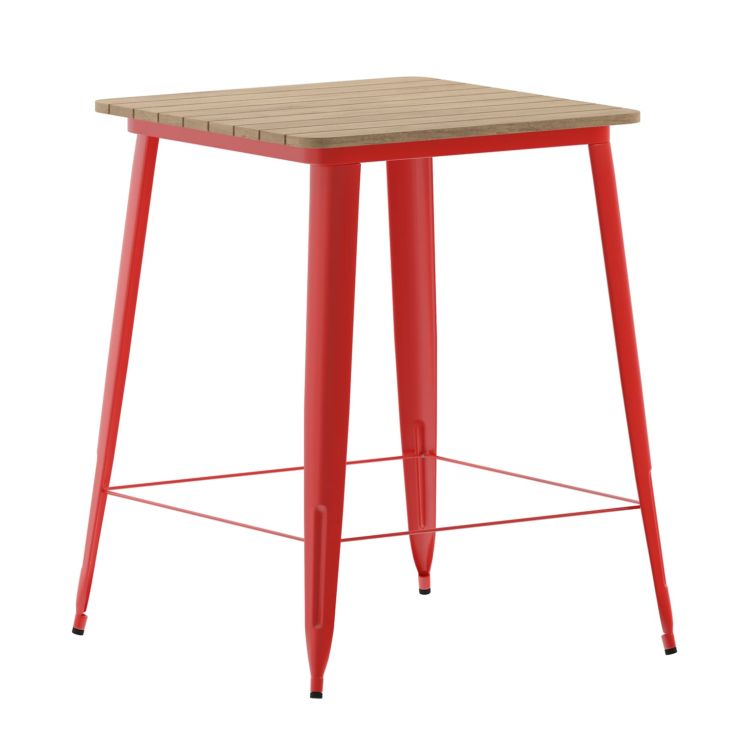 Flash Furniture Declan Indoor/Outdoor Bar Top Table, 42, Brown Top with Red Base (JJT14619H80BRRD)