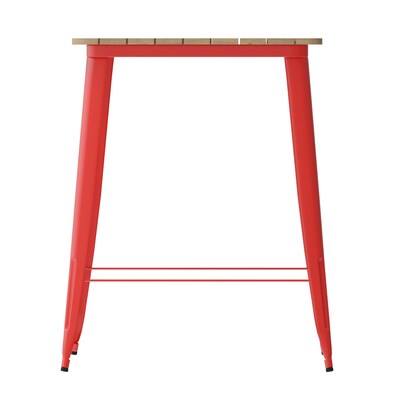 Flash Furniture Declan Indoor/Outdoor Bar Top Table, 42", Brown Top with Red Base (JJT14619H80BRRD)