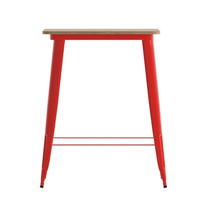 Flash Furniture Declan Indoor/Outdoor Bar Top Table, 42", Brown Top with Red Base (JJT14619H80BRRD)