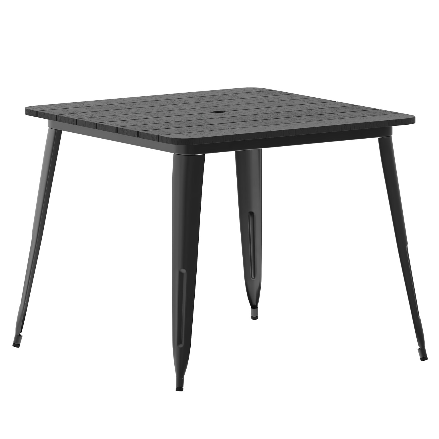 Flash Furniture Declan Indoor/Outdoor Dining Table with Umbrella Hole, 30, Black Top and Black Base (JJT1461990BKBK)