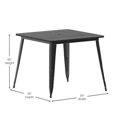 Flash Furniture Declan Indoor/Outdoor Dining Table with Umbrella Hole, 30", Black Top and Black Base (JJT1461990BKBK)