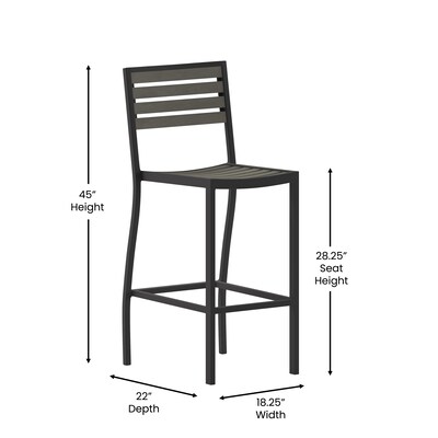 Flash Furniture Lark All-Weather Outdoor Bar Stool, Gray Wash (XUDGHW6036BGY)