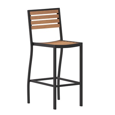Flash Furniture Lark All-Weather Outdoor Bar Stool, Teak (XUDGHW6036B)
