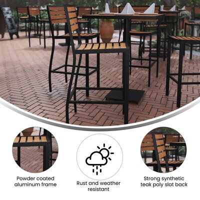 Flash Furniture Lark All-Weather Outdoor Bar Stool, Teak (XUDGHW6036B)