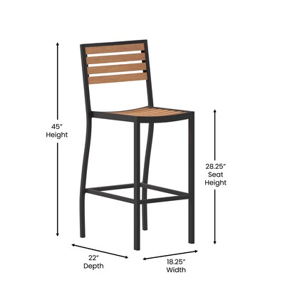 Flash Furniture Lark All-Weather Outdoor Bar Stool, Teak (XUDGHW6036B)