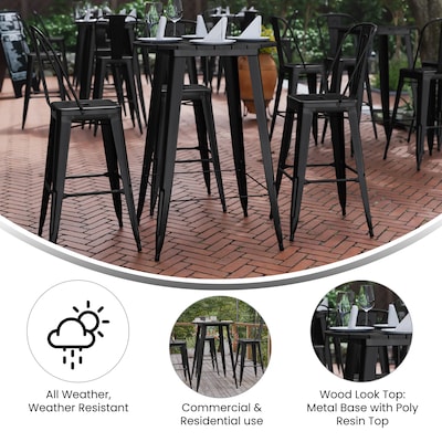 Flash Furniture Declan Indoor/Outdoor Bar Top Table, 42", Black Top with Black Base (JJT14623H76BKBK)