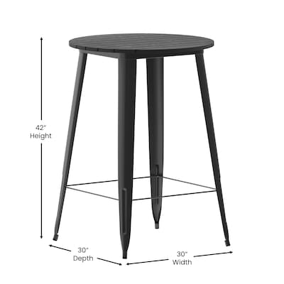 Flash Furniture Declan Indoor/Outdoor Bar Top Table, 42", Black Top with Black Base (JJT14623H76BKBK)
