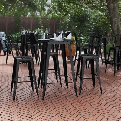 Flash Furniture Declan Indoor/Outdoor Bar Top Table, 42", Black Top with Black Base (JJT14623H76BKBK)