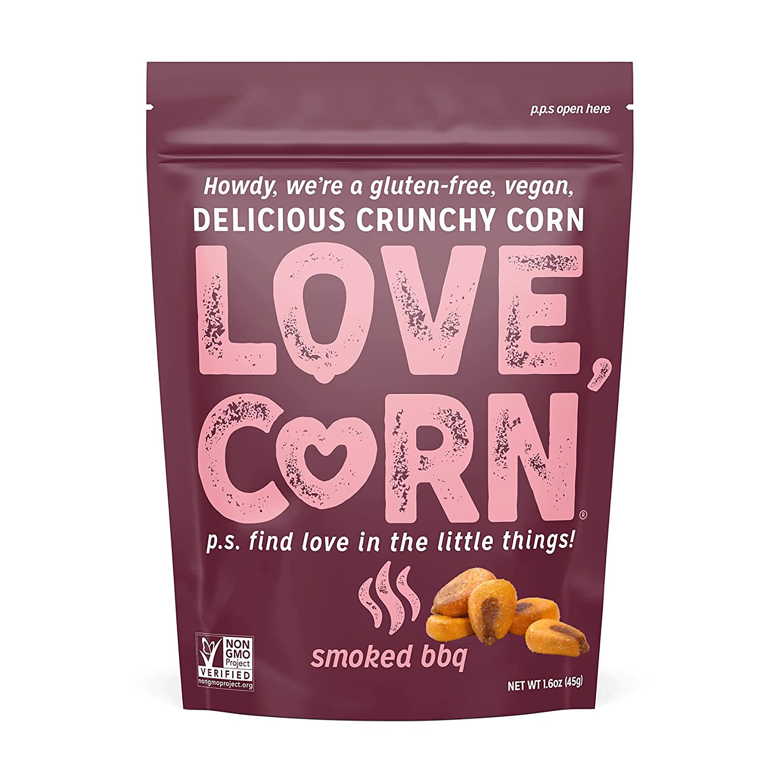 Love Corn Smoked BBQ, 1.6 Oz, 10/Box (307-00383)