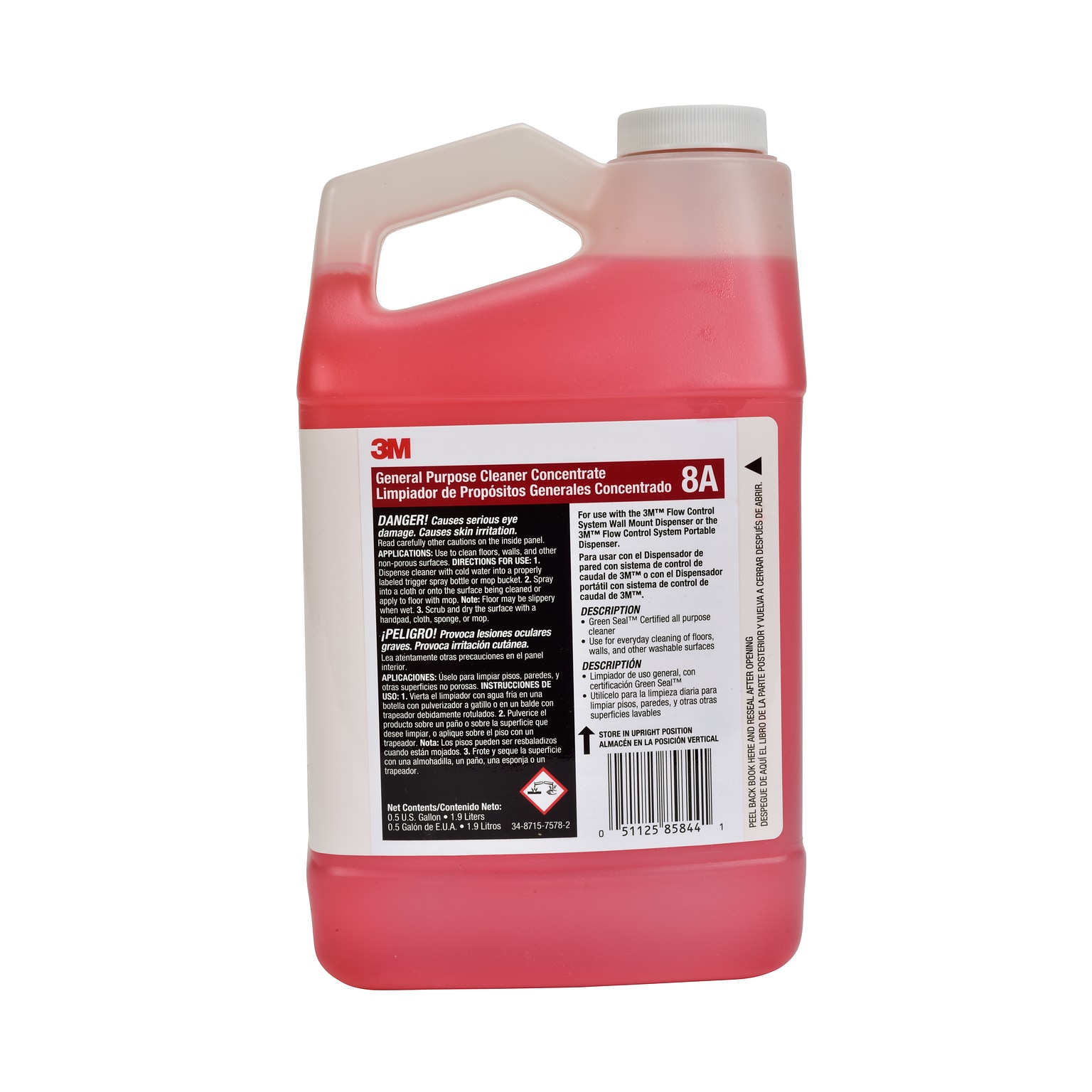 3M General Purpose Cleaner Concentrate 8A, 0.5 Gallon, 4/Carton (8A)