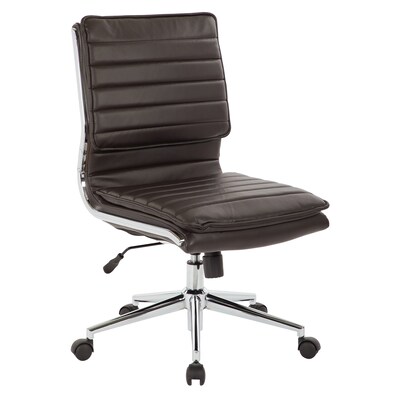 Office Star Pro-Line II Espresso Faux Leather Guest Chair with Chrome Finish Arms and Base (SPX23595C-U1)