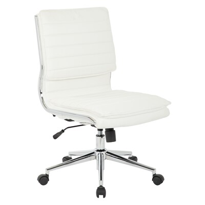 Office Star Pro-Line II White Faux Leather Guest Chair, Chrome Finish Arms and Base (SPX23595C-U11)