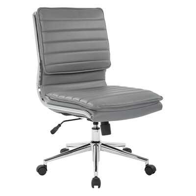 Pro-Line II Charcoal Gray Faux Leather Armless Mid-Back Managers Chair with Chrome Finish Arms and Base (SPX23592C-U42)