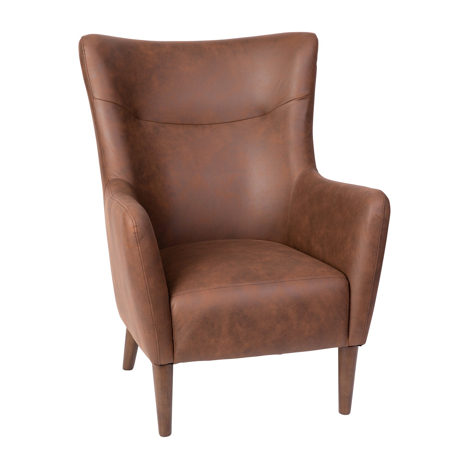 Flash Furniture Connor Faux Leather and Wood Wingback Accent Chair, Dark Brown (QYB235DBR)