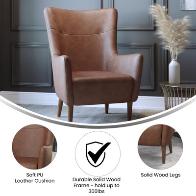 Flash Furniture Connor Faux Leather and Wood Wingback Accent Chair, Dark Brown (QYB235DBR)