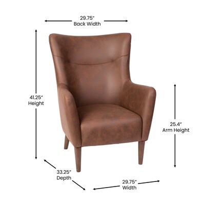 Flash Furniture Connor Faux Leather and Wood Wingback Accent Chair, Dark Brown (QYB235DBR)