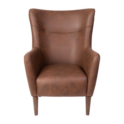 Flash Furniture Connor Faux Leather and Wood Wingback Accent Chair, Dark Brown (QYB235DBR)