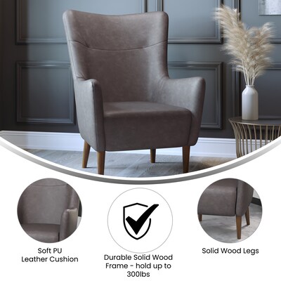 Flash Furniture Connor Faux Leather and Wood Wingback Accent Chair, Dark Gray (QYB235DGY)