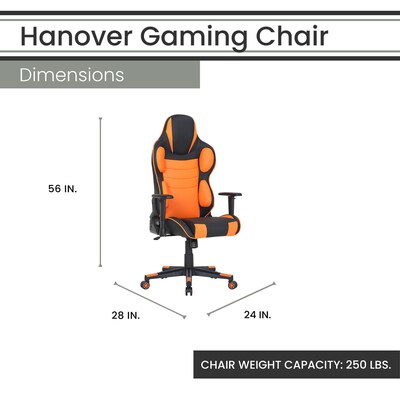 Hanover Commando Ergonomic Adjustable Gas Lift Seating Gaming Chair, Black/Orange (HGC0110)
