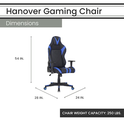 Hanover Commando Ergonomic Adjustable Gas Lift Seating Gaming Chair, Black/Blue (HGC0112)