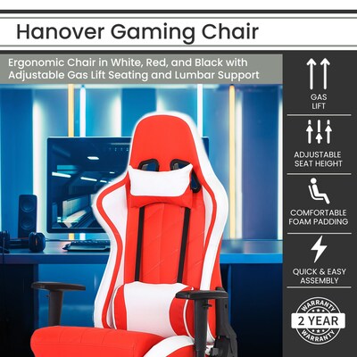 Hanover Commando Ergonomic Gaming Chair, Red/White/Black (HGC0113)