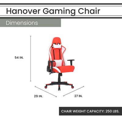 Hanover Commando Ergonomic Gaming Chair with Adjustable Gas Lift Seating  Lumbar and Neck Support