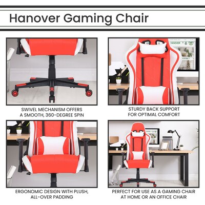 Hanover Commando Ergonomic Gaming Chair, Red/White/Black (HGC0113)