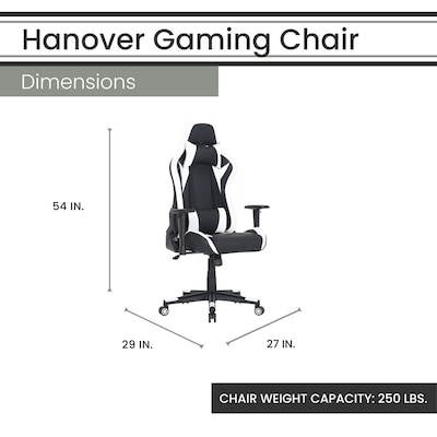 Hanover Commando Ergonomic Gaming Chair, Black/White (HGC0114)