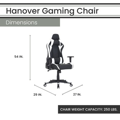 Hanover Commando Ergonomic Gaming Chair, Black/White (HGC0114)