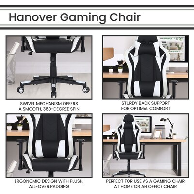 Hanover Commando Ergonomic Gaming Chair, Black/White (HGC0114)
