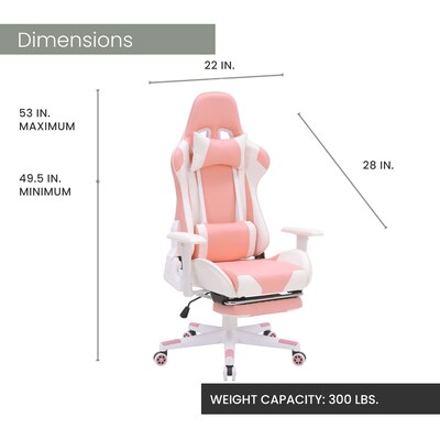 Hanover Commando Ergonomic Adjustable Gas Lift Seating Gaming Chair, Pink/White (HGC0119)