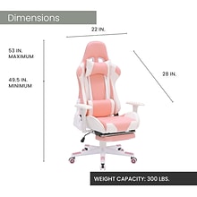 Hanover Commando Ergonomic Adjustable Gas Lift Seating Gaming Chair, Pink/White (HGC0119)