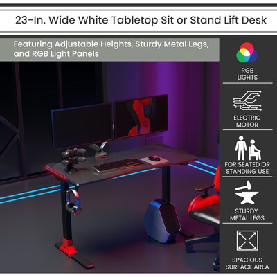 Hanover 47"W Electric Sit Stand Gaming Desk with Adjustable Heights & Remote Control RGB Lights (HGD0501-BLK)