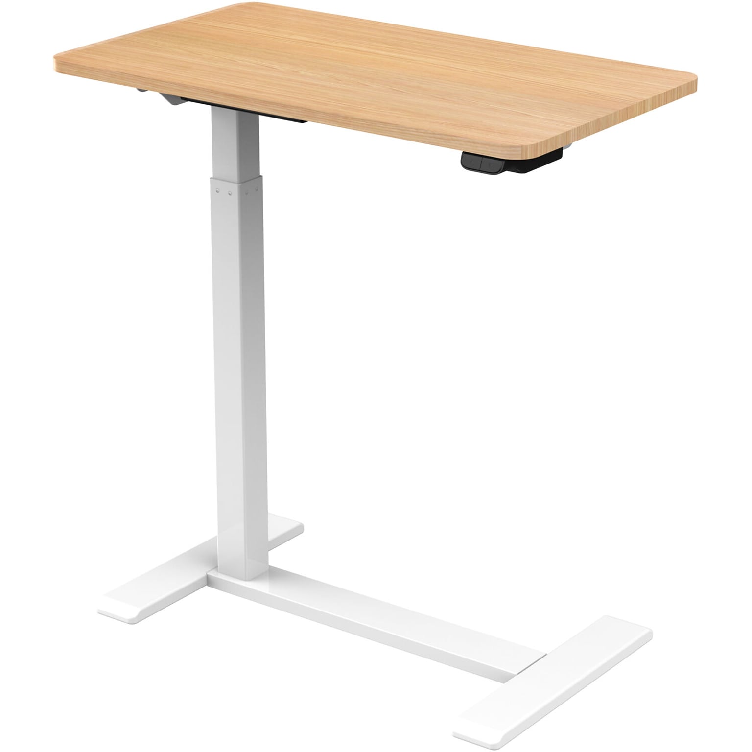 Hanover 28W Electric Height Adjustable Rolling Portable Medical, TV Tray Table, White (HSD0409-NAT)