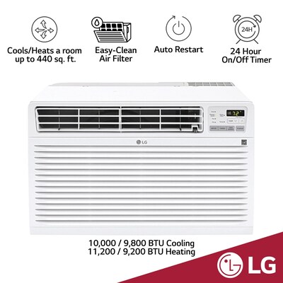 LG 10,000 BTU 230V Through-the-Wall Air Conditioner 11,200 BTU Supplemental Heat Function, White (LT1033HNR)