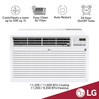 LG 11,800 BTU 230V Through-the-Wall Air Conditioner Supplemental Heat Function, White (LT1233HNR)