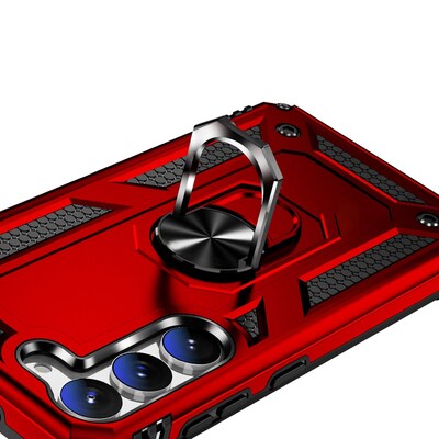 SaharaCase Military Kickstand Series with Belt Clip Case for Samsung Galaxy S23, Red (CP00390)