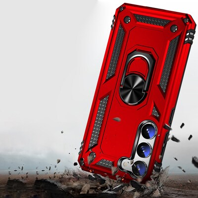 SaharaCase Military Kickstand Series with Belt Clip Case for Samsung Galaxy S23, Red (CP00390)