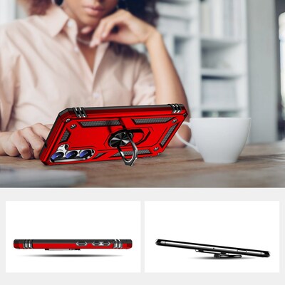 SaharaCase Military Kickstand Series with Belt Clip Case for Samsung Galaxy S23, Red (CP00390)