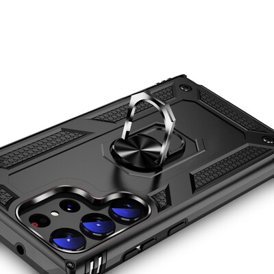 SaharaCase Military Kickstand Series with Belt Clip Case for Samsung Galaxy S23 Ultra, Black (CP00405)