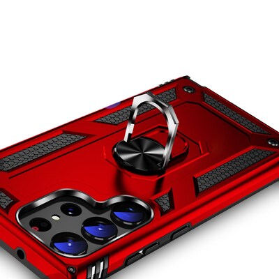 SaharaCase Military Kickstand Series with Belt Clip Case for Samsung Galaxy S23 Ultra, Red (CP00406)